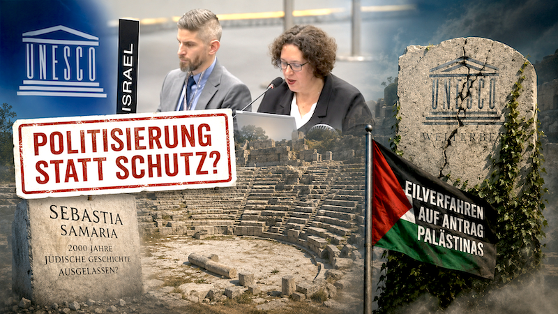 Bildmontage zur UNESCO-Debatte um Sebastia und Samaria
